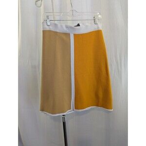 Icône Simons Knit Skirt Mod Colorblock 2-tone Stretch Mustard Tan Small (A02)